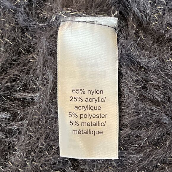 Trucloth Womens Striped Fuzzy Eyelash Knit Cardigan Sweater Sz M Open Purple EUC - Picture 6 of 11